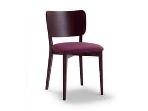 VANNA, Chair in lacquered wood with padded seat, for restaurants