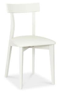 Zen, Beech wood chair with upholstered seat for contract use