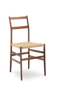 PIUMA/C, Wooden chair, straw seat, for farm holidays and taverns