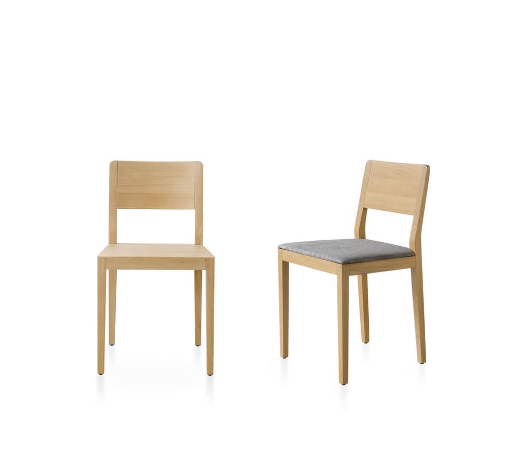 Seida, Chair in ash or oak wood, upholstered seat