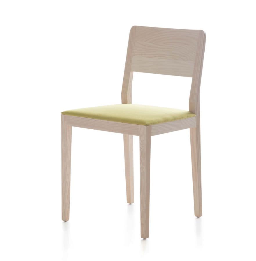 Seida, Chair in ash or oak wood, upholstered seat
