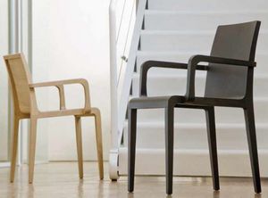 Young-P, Wooden chair with armrests, with sinuous design