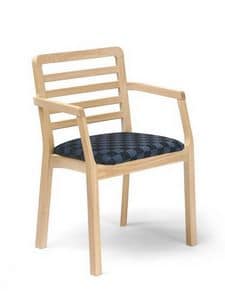 Morena PL-S, Chair with armrests, with horizontal slats, for restaurants