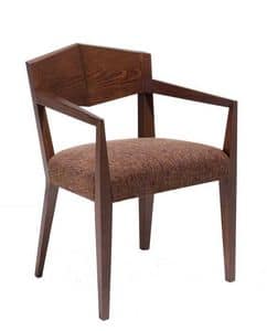 C34, Wooden armchair, upholstered and fabric covering seat, for hotels and restaurants