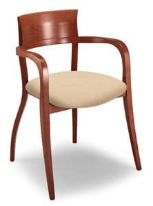 Egle L, Chair with beechwood frame, with armrests, for restaurants