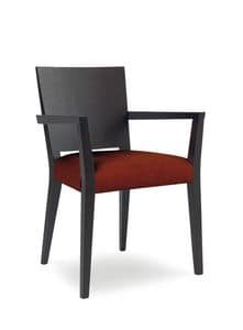 GEMINA/IP, Wooden chair with armrests, upholstered seat for contract use