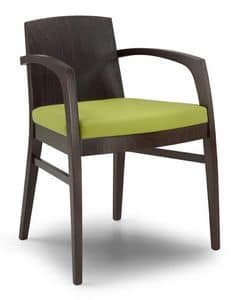 Ketty L, Modern chair with solid wood back, for contract use