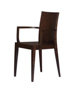 M08, Wooden chair with armrests, for contract use