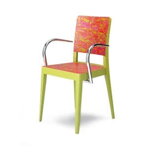 D06, Armchair with arms in wood and metal, for restaurants and bars