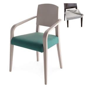 Piper 00823, Armchair in solid wood, upholstered seat, fabric covering, modern style