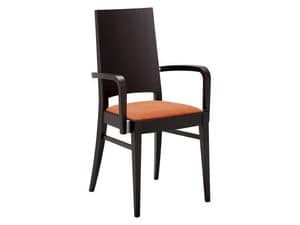 PL 121, Modern wooden chair with armrests for restaurant