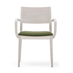Sintesi 01521, Armchair with arms in solid wood, upholstered seat, modern style