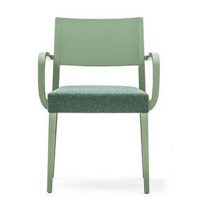 Sintesi 01523, Solid wood armchair with arms, upholstered seat, for contract and domestic environments