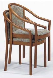 176, Chair with armrests, in beech, stackable, for restaurant