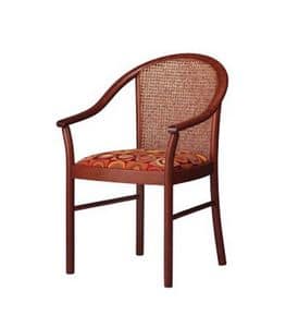 408 C, Chair with padded armrests, classic contract stile