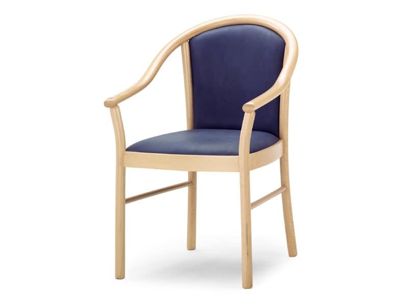 MT/14, Chair with wooden armrests, upholstered seat and backrest
