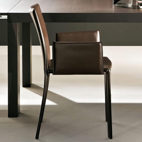 ART. 236/B SUNRISE, Leather armchair, metal frame, for restaurants