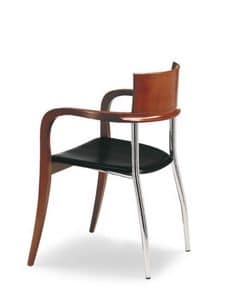 Egle FC, Chair with back legs in metal, faux leather seat