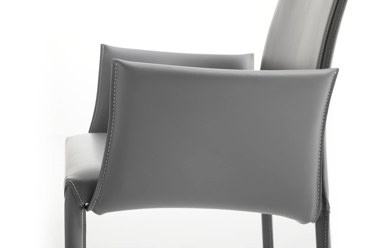 Fortune armchair, Steel armchair entirely covered with leather