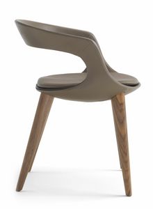 Frenchkiss armchair wood 10.0410, Armchair in wood, with shell in leather