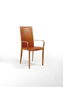 Jury alta BR painted, Metal chair with armrests and painted leather shell