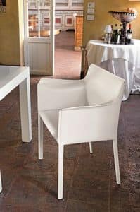 MARSIGLIA PT607, Upholstered armchair covered in leather for dining rooms and bars