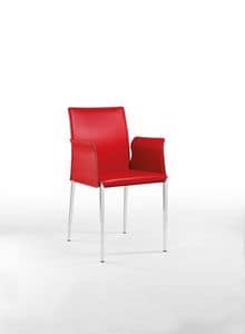 Mind Q Br, Leather armchair, square tapered legs, for pastry