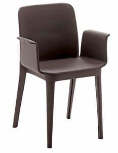 Nen PR-SF, Modern chair with armrests, upholstered in leather