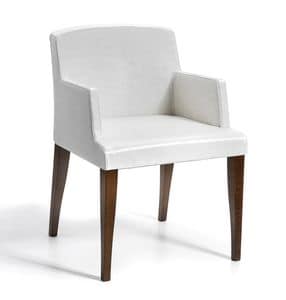 Resana, Armchair with wooden legs, in modern style