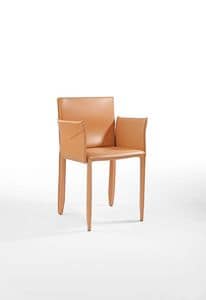 Yuma BR, Armchair in metal fully upholstered in leather