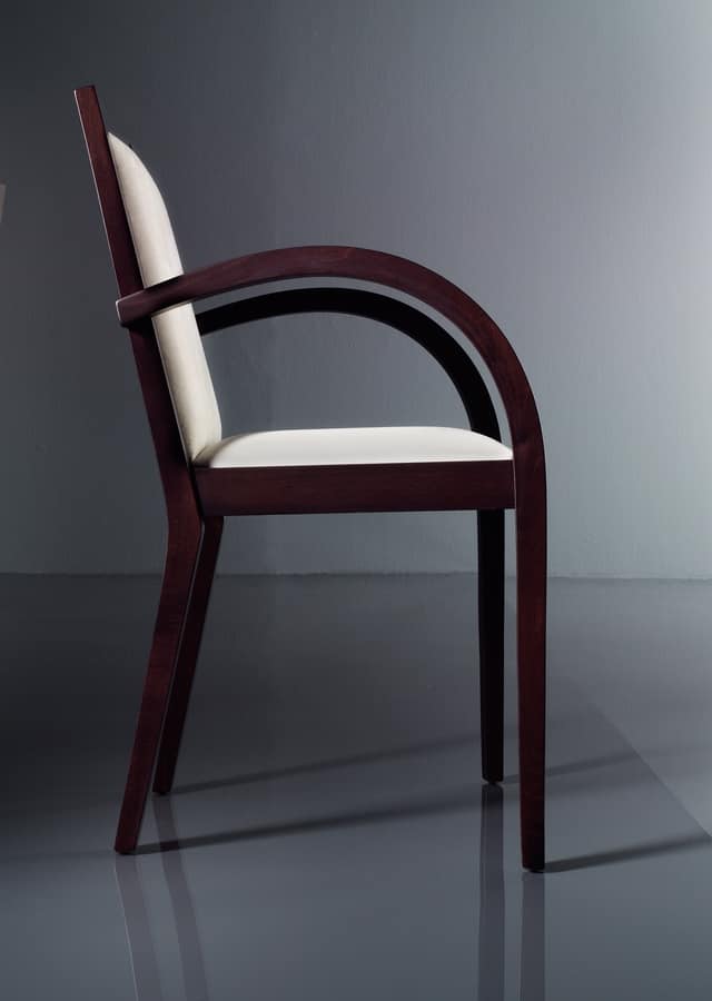 ART. 192 LUNA, Chair with padded armrests, in beech, for living rooms