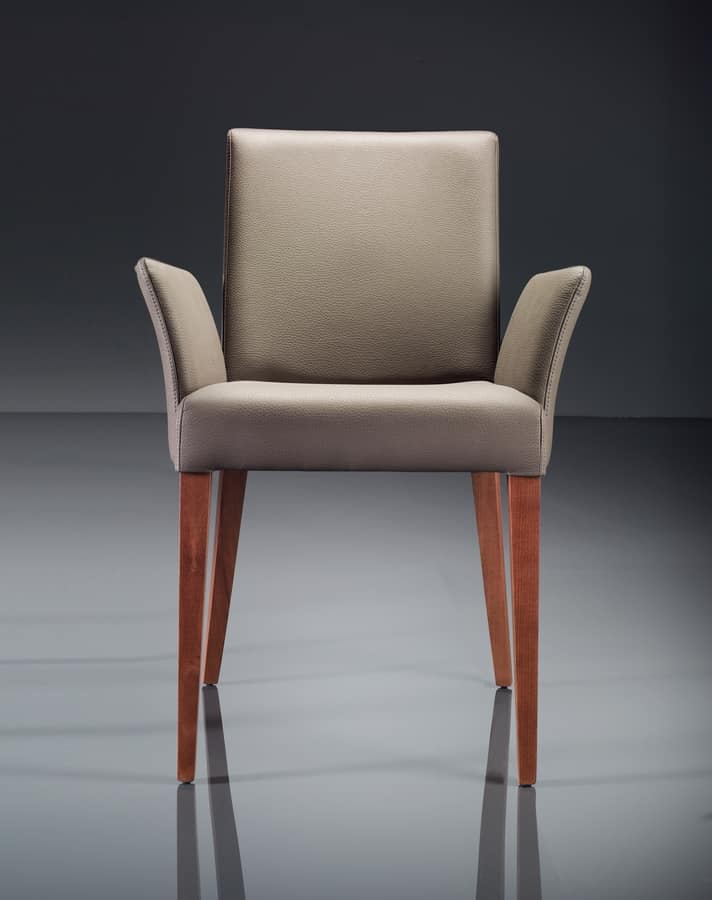 ART. 222 FLORANCE, Modern armchair in beechwood, padded armrests