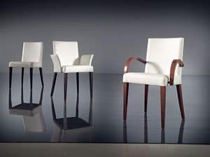 ART. 227 FLORANCE, Chair with armrests, modern, beech wood and leather, hotel