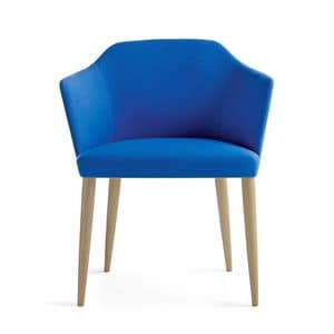Axel 80 4L FU, Modern armchair with solid wood legs, for hotels