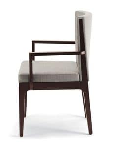 Contour chair with arms sb, Chair with armrests, in ash wood, for bars and restaurants
