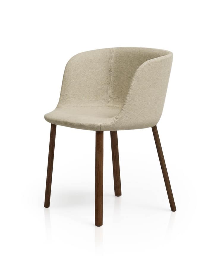 Esse small armchair, Padded small armchair with wooden legs, in various finishes