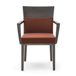 Logica 00933, Armchair in solid wood, upholstered seat and back, for contract use