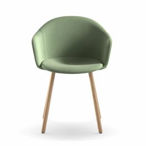 M�ni Armshell fabric 4WL, Enveloping armchair, with wooden legs