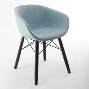 Maya OMC IRON UP, Padded armchair with solid ash legs