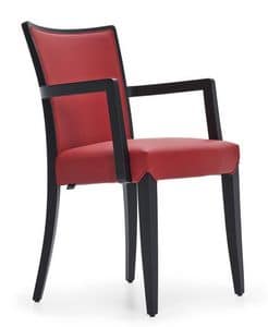Nobilis sedia con braccioli, Chair with armrests, in solid wood, for contract use