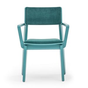 Offset 02823, Armchair in solid wood, upholstered seat and back, in a modern style.