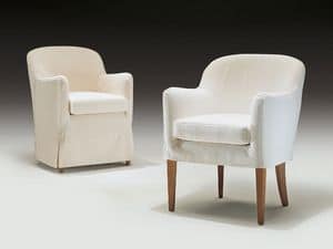 Olga, Modern armchair in wood and polyurethane, for contract use