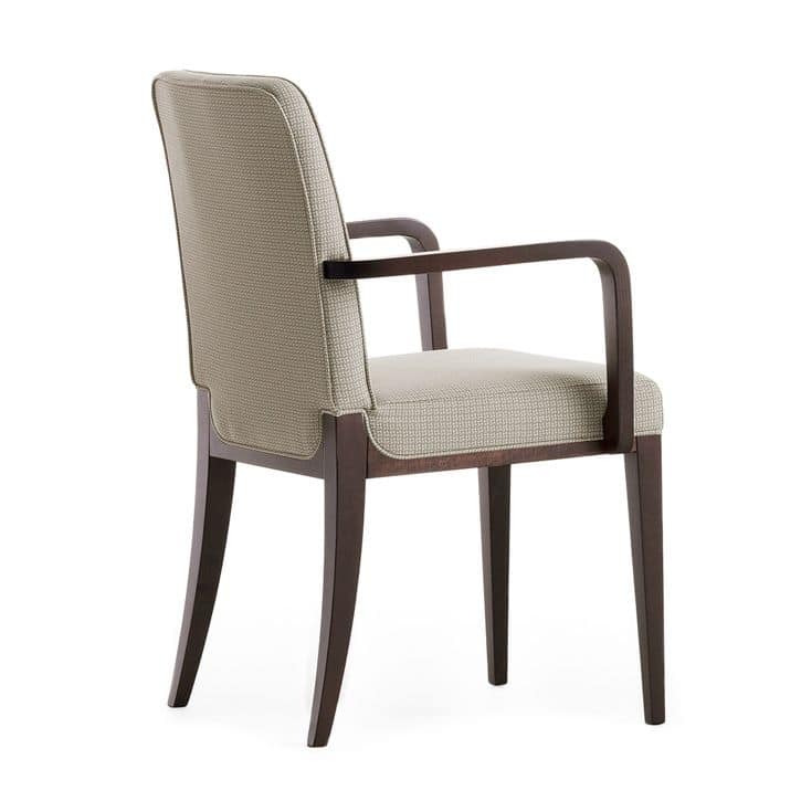 Opera 02221, Armchair in solid wood, upholstered seat and back, fabric covering, modern style
