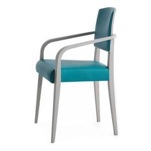 Piper 00822, Chair in solid wood, padded seat and back, fabric covering, modern style