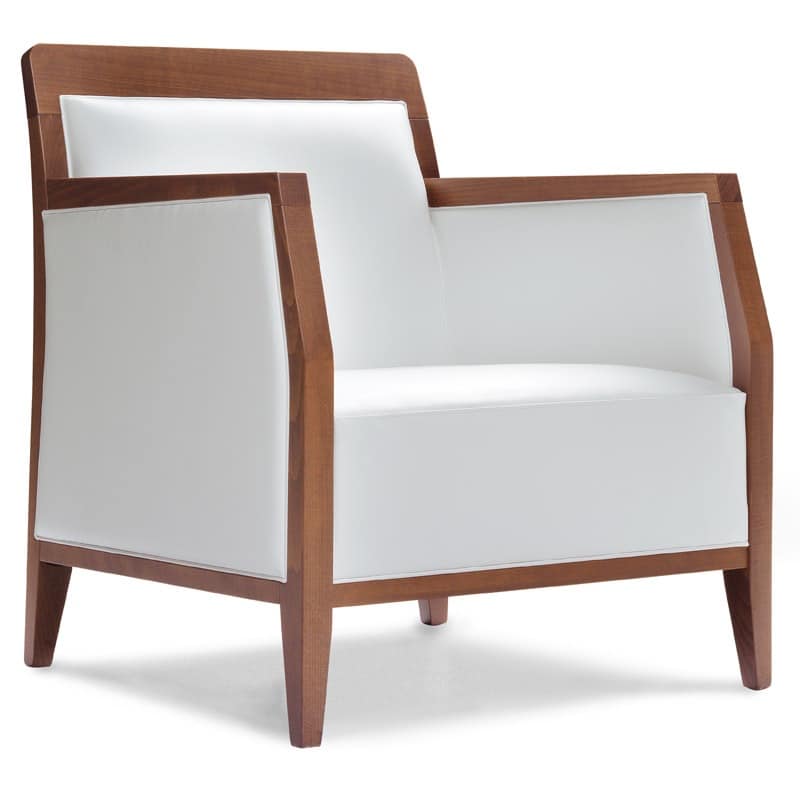 PL 49 EM, Armchair in wood,covered in eco-leather, for contract use