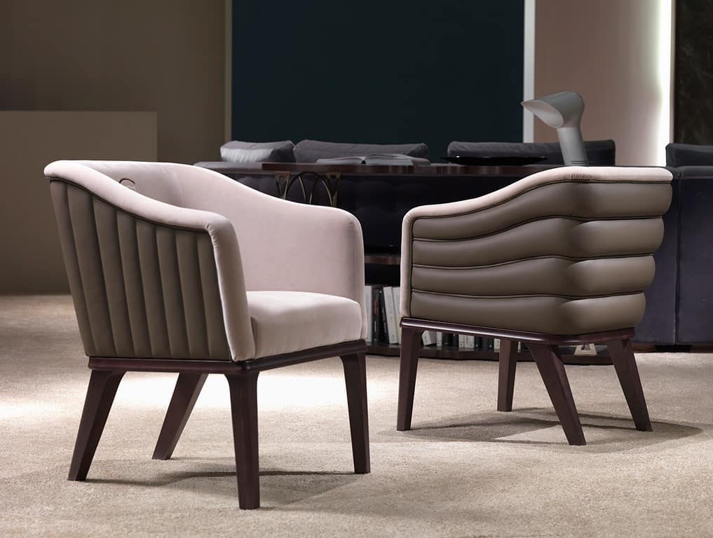 PO67 Club armchair, Armchair with vertical stitching