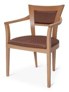 Roby, Beech chair with armrests, for contract use