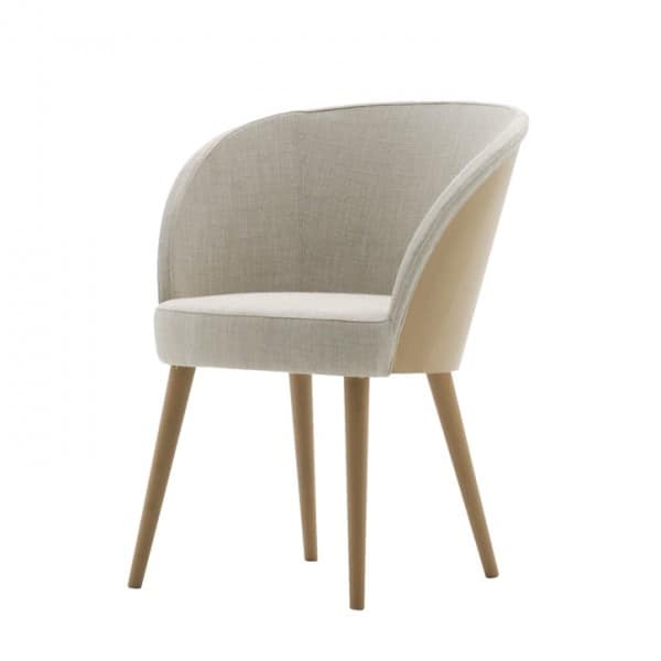 Rose 03037, Upholstered armchair with back of backrest in beech