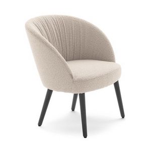 Rose 03070L, Lounge armchair with pleated upholstery, wooden legs
