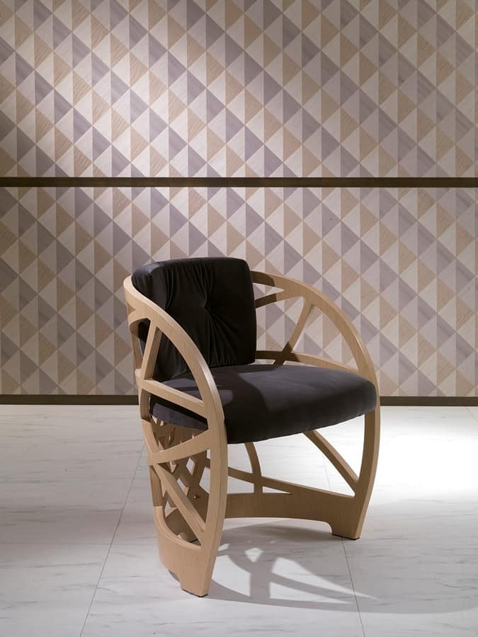 SE54 Galileo chair, Wooden chair with padded seat
